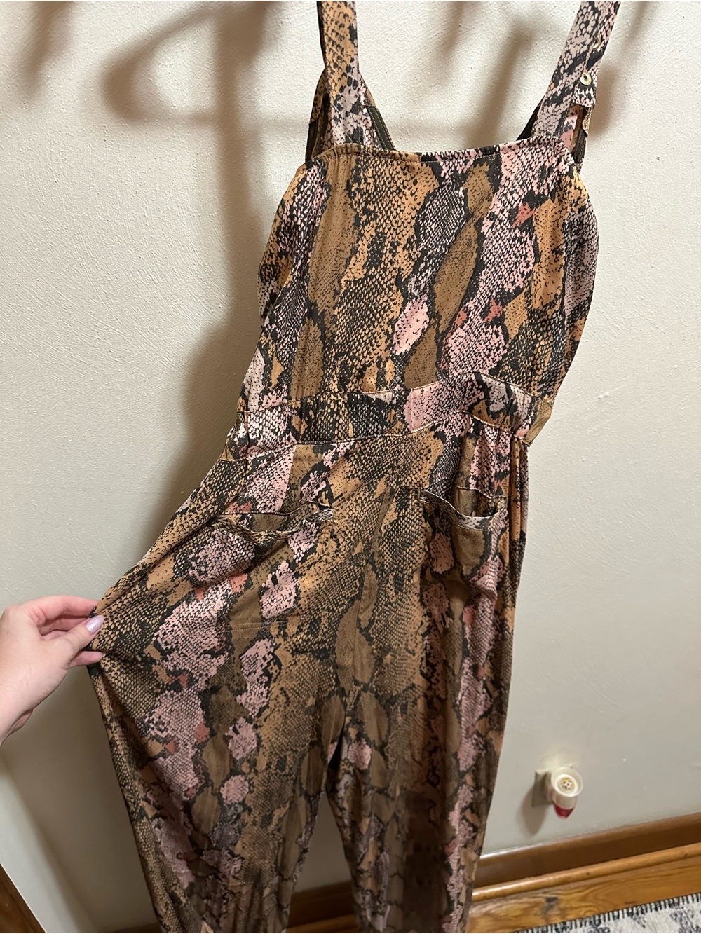 Banana Republic Brown and Pink Snake-Print Jumpsuit